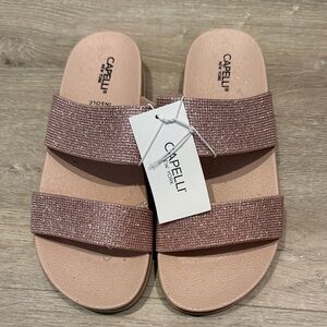 Capelli of New York Women's Sparkling Slide Sandals - Rose Gold